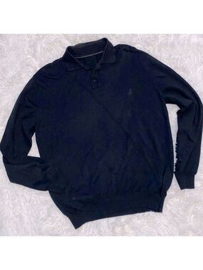 Kangol vintage Y2K black knit collared bowler sweater